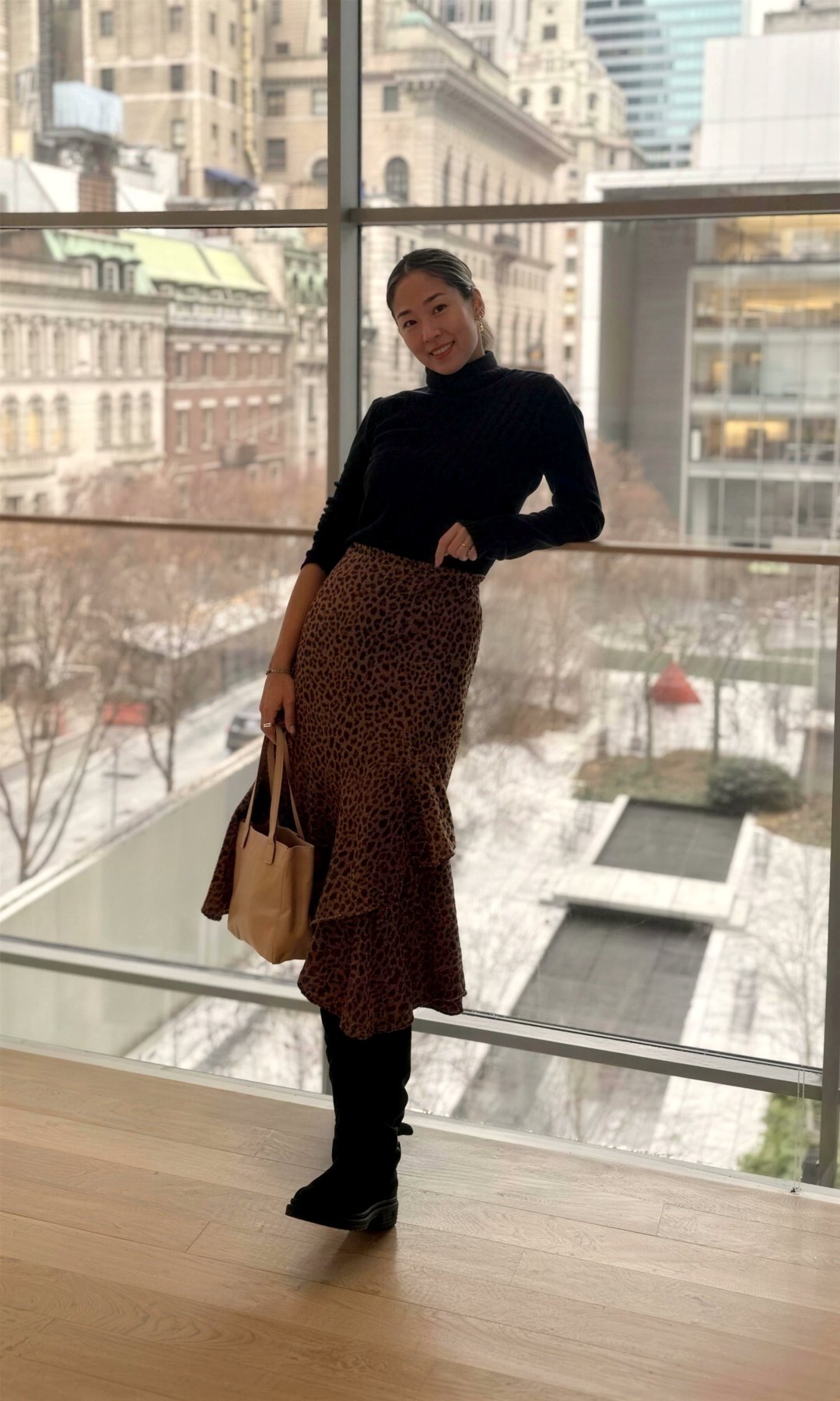 Samantha Lin in a city gallery window